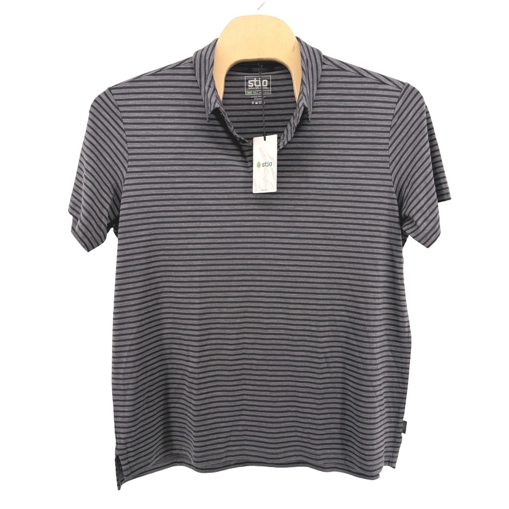 NEW Stio Alpin Lightweight Merino Wool Blend Polo Mens XXL Boundary Black Stripe